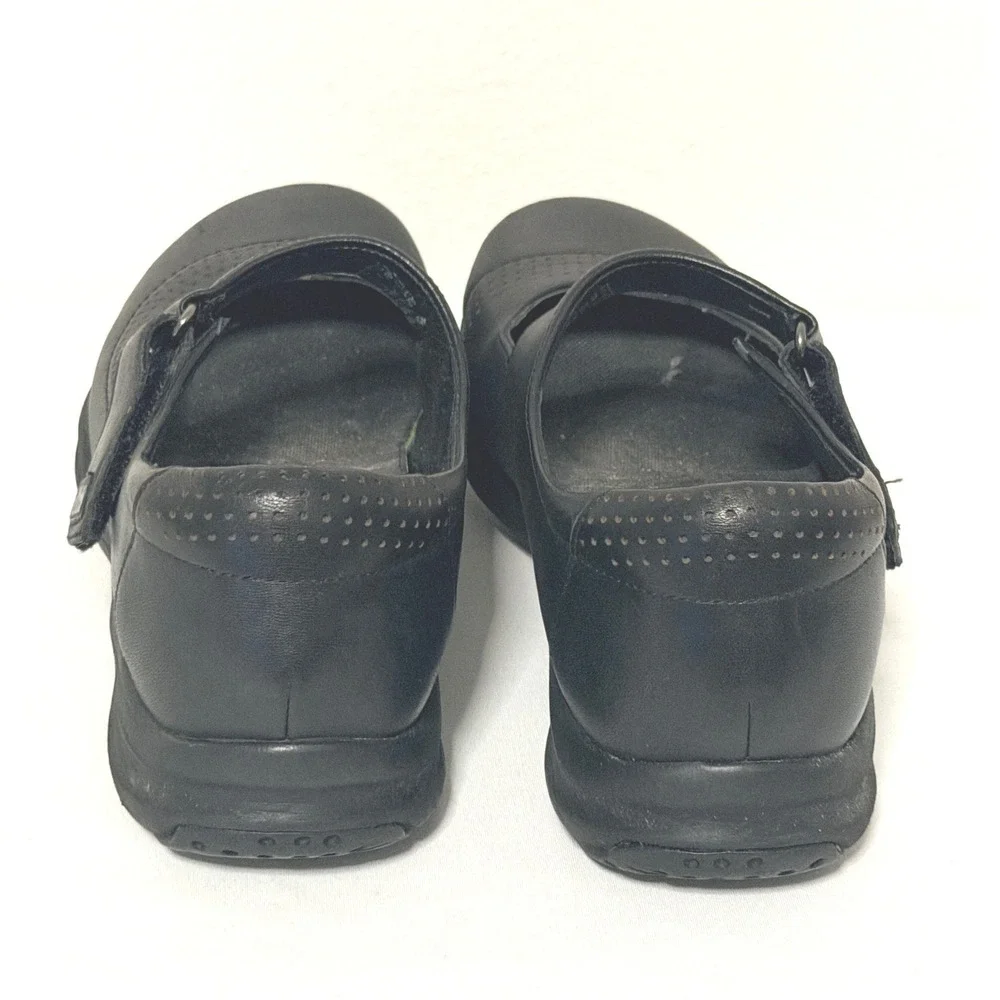 Clarks Mary Jane Wave Walk Sz 6 Black Leather Comfort Walking Shoe 261134354035